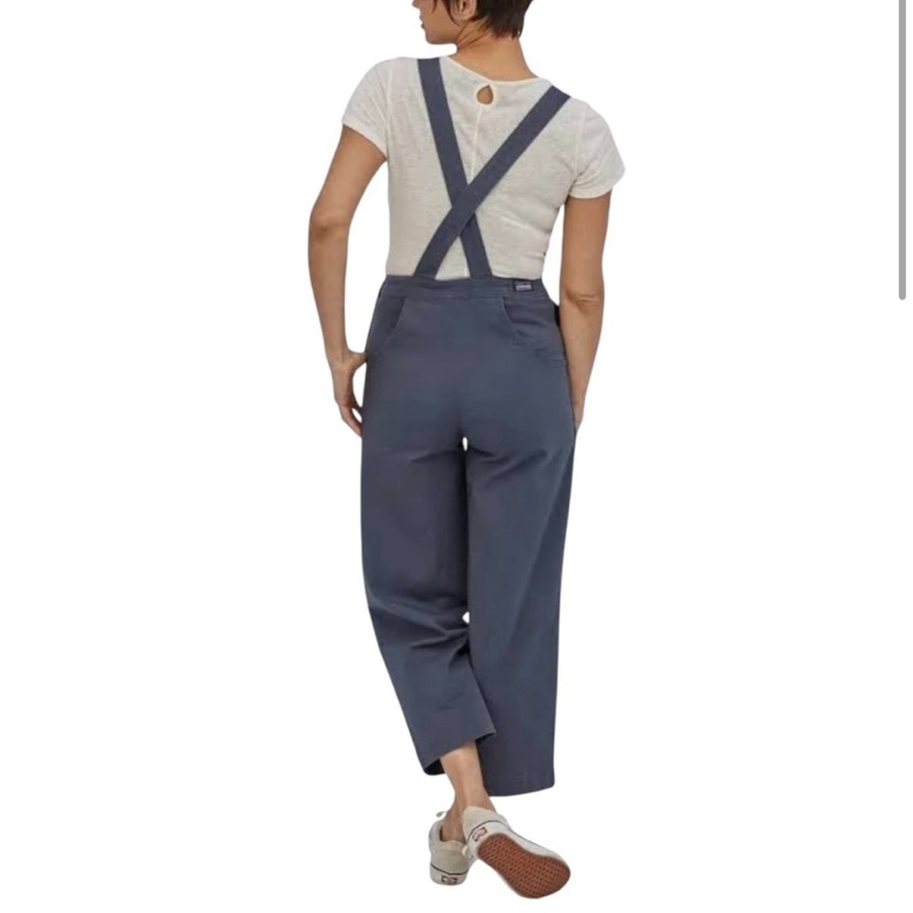 Patagonia Stand Up Cropped Overalls size 6 Blue Grey
